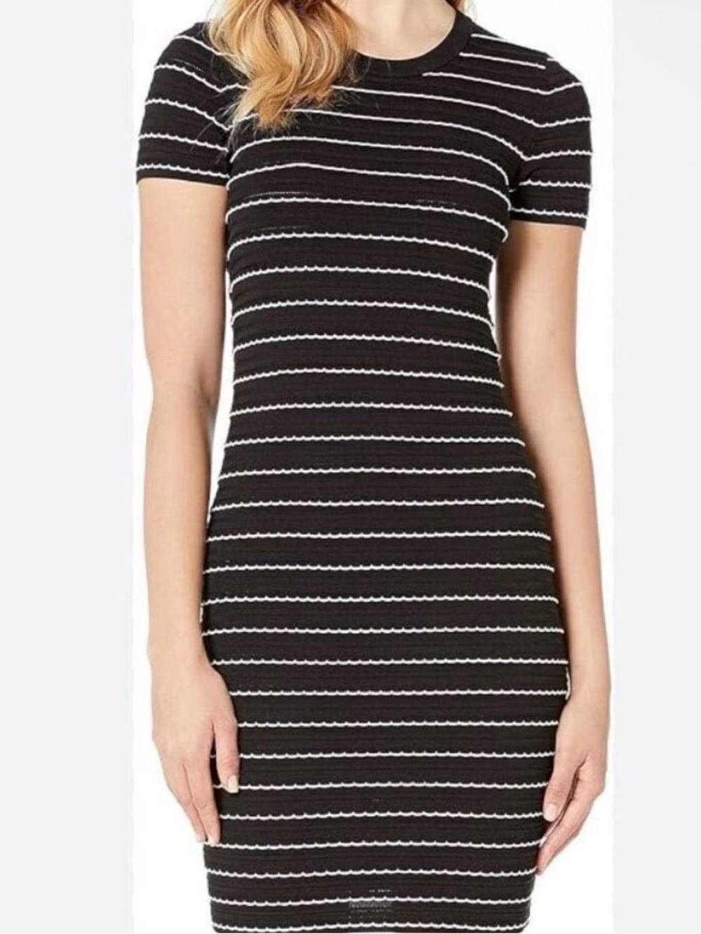 NWT MICHAEL Michael Kors lightweight black knit dress with cute white detailing